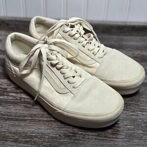 Vans Unisex Off White Leather and Canvas Platform Old Skool Sneaker M7.5  W9